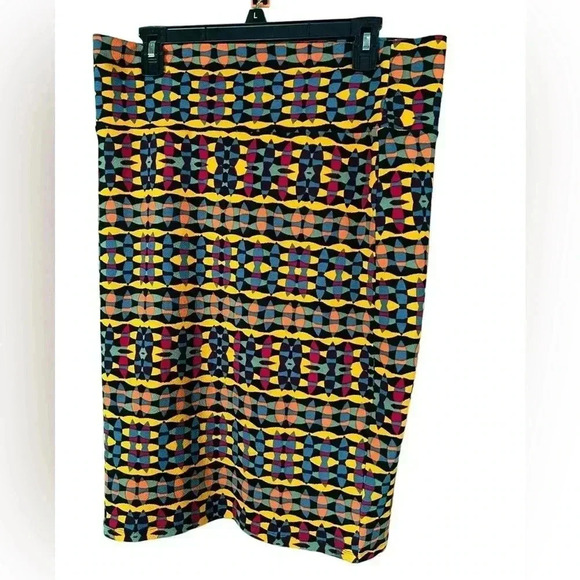 LuLaRoe Women's Large Colorful Aztec Stretch Knit Pencil Skirt Pull-On - Picture 2 of 3
